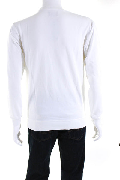 Goodlife Mens Long Sleeve Crew Neck Pullover Tee Shirt White Cotton Size Small