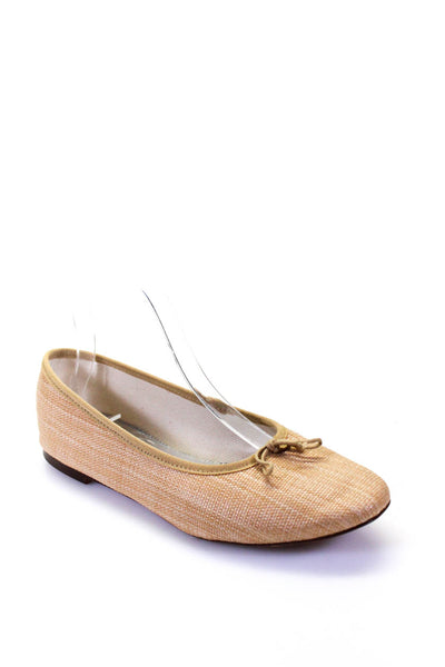 J Crew Womens Straw Textured Woven Bow Tied Slip-On Round Toe Flats Brown Size 9