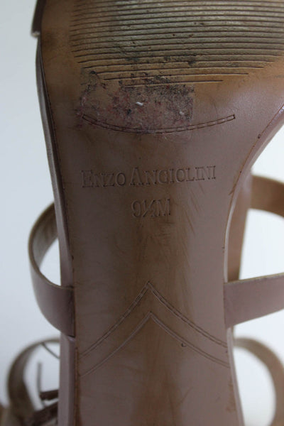 Enzo Angiolini Womens Strappy Round Accent Tassel Stiletto Heels Brown Size 9.5