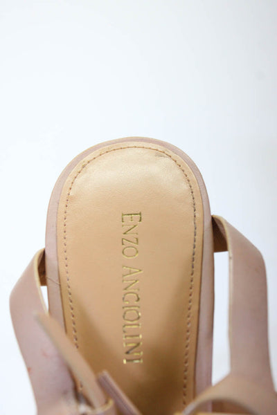 Enzo Angiolini Womens Strappy Round Accent Tassel Stiletto Heels Brown Size 9.5