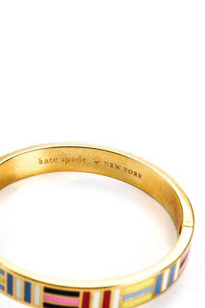 Kate Spade J Crew Womens Gold Tone Bangle Chain Bracelets Lot 2