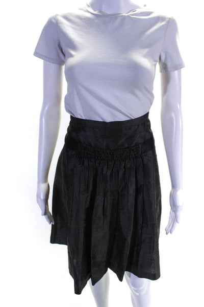 Viktor & Rolf Womens Side Zip Knee Length Silk A Line Skirt Gray Black IT 42