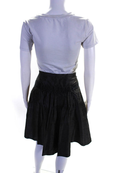 Viktor & Rolf Womens Side Zip Knee Length Silk A Line Skirt Gray Black IT 42