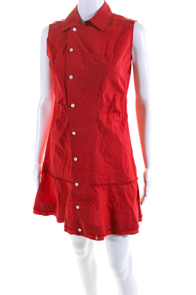 Derek Lam 10 Crosby Womens Cotton Collared Sleeveless Shirt Dress Red Size 4