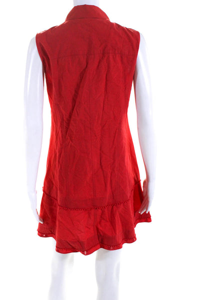 Derek Lam 10 Crosby Womens Cotton Collared Sleeveless Shirt Dress Red Size 4