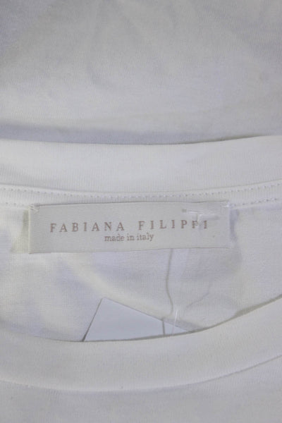 Fabiana Filippi Womens Cotton Jersey Knit 3/4 Bubble Sleeve Top White Size 3XS