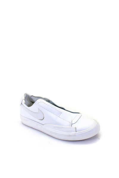 Nike Womens Slip On Perforated Side Logo Laceless Sneakers White Leather 5.5