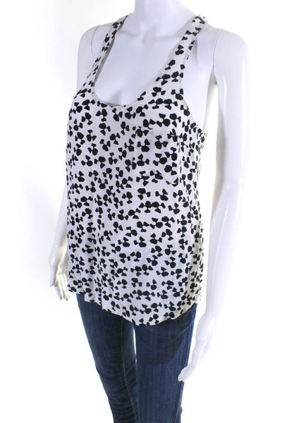Joie for Co Op Womens Floral Racerback Tank Top Blouse Black White Silk Size XS