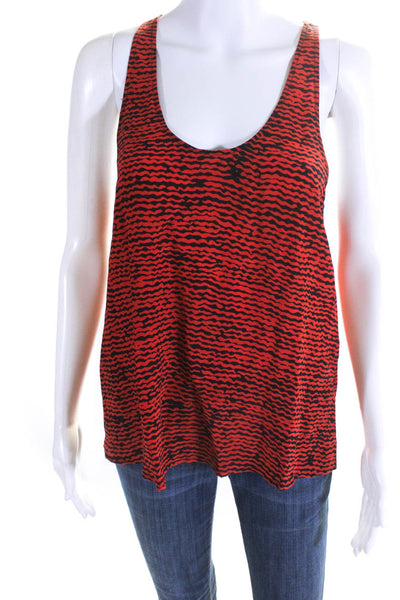 Joie Womens Knotted Racerback Stripe Tank Top Blouse Red Black Silk Size Small