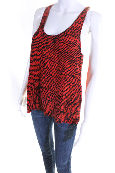 Joie Womens Knotted Racerback Stripe Tank Top Blouse Red Black Silk Size Small