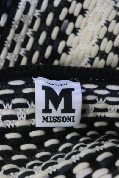 M Missoni Womens Chunky Woven Knit Sleeveless Shift Dress Black Ivory Size 8