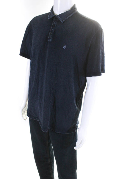 John Varvatos Star USA Men's Collar Short Sleeves Polo Shirt Blue Size XL