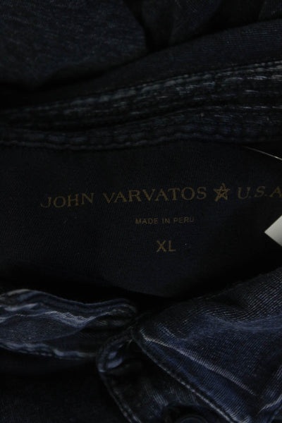 John Varvatos Star USA Men's Collar Short Sleeves Polo Shirt Blue Size XL