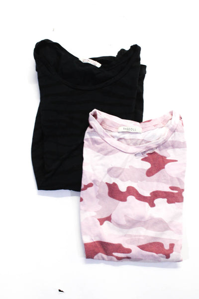 Ragdoll Women's Round Neck Sleeveless Tank Top Black Pink Size XS Lot 2