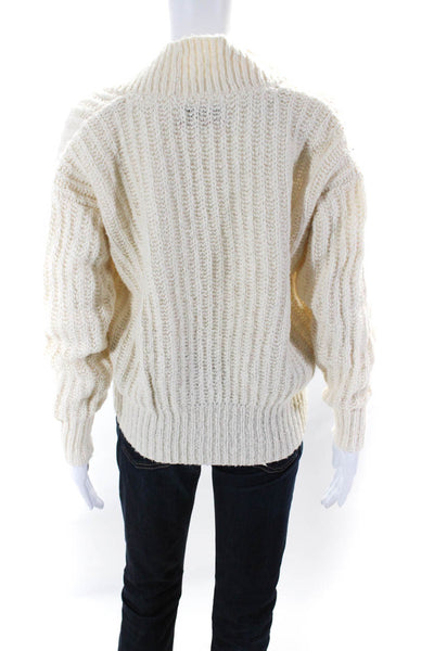 Anthropologie Women's Chunky Knit V-Neck Long Sleeve Sweater Cream Size XS