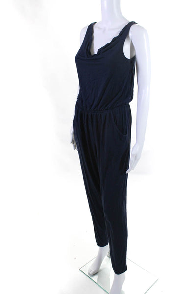 Cynthia Rowley Womens Jersey Knit Scoop Neck One Piece Jumpsuit Navy Blue Size S