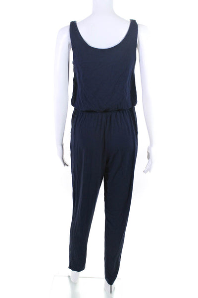 Cynthia Rowley Womens Jersey Knit Scoop Neck One Piece Jumpsuit Navy Blue Size S