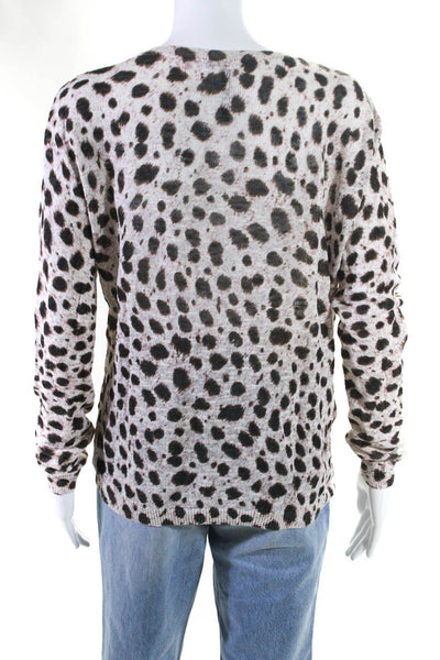 Joes Womens Cheetah Print Long Sleeve V-Neck Thin-Knit Top White Black Size L