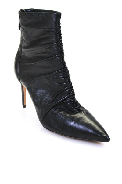 Alexandre Birman Womens Ruched Woven Zip Stiletto Heels Boots Black Size EUR38.5