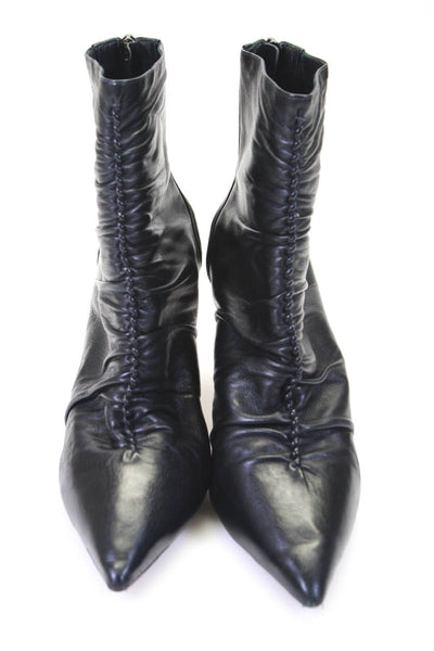 Alexandre Birman Womens Ruched Woven Zip Stiletto Heels Boots Black Size EUR38.5