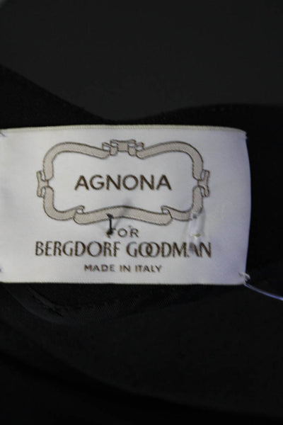 Agnona Womens Wool Boat Neck Short Sleeve Knee Length Pencil Dress Black Size 44