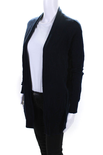 Magaschoni Womens Cashmere Knit Long Sleeve Sweater Cardigan Navy Blue Size XS