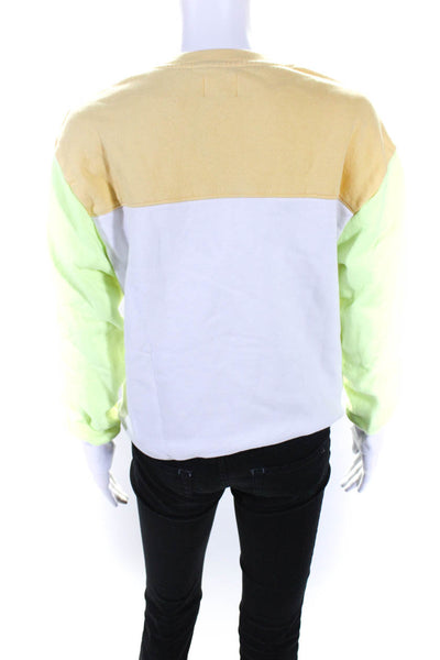 Sundry Womens Cotton Colorblock Long Sleeve Crewneck Sweatshirt White Size 0