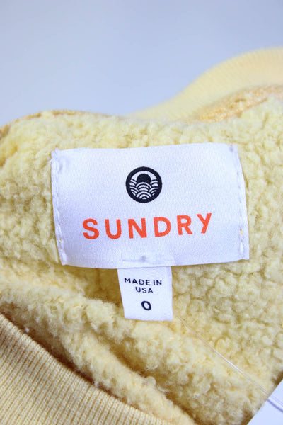 Sundry Womens Cotton Colorblock Long Sleeve Crewneck Sweatshirt White Size 0
