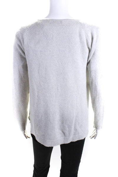 Kash Womens Cashmere Knitted V-Neck Long Sleeve Pullover Sweater Gray Size 40