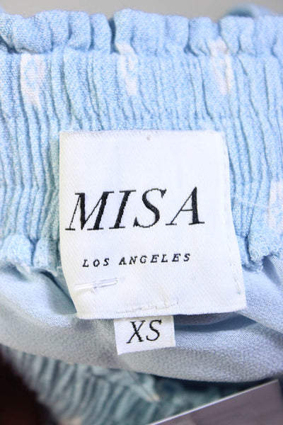 Misa Womens Elastic Waist Spotted Ruffled Tiered Short Mini Skirt Blue Size XS