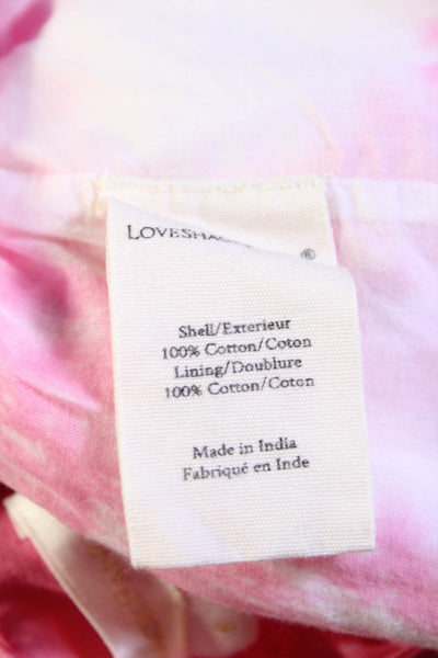 Love Shack Fancy Women's Tie Dye A Line Denim Ruffle Mini Skirt Pink Size 6