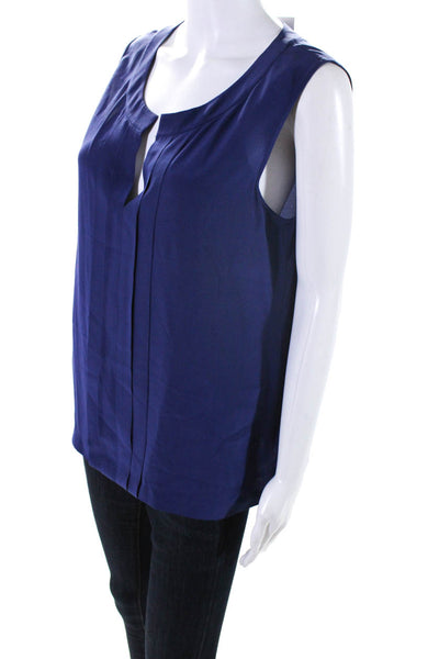 Kate Spade New York Women's Sleeveless V Neck Silk Blouse Navy Size 10