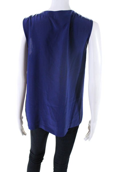 Kate Spade New York Women's Sleeveless V Neck Silk Blouse Navy Size 10