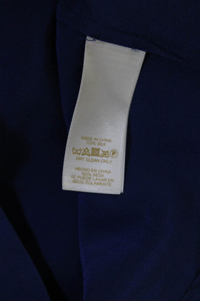 Kate Spade New York Women's Sleeveless V Neck Silk Blouse Navy Size 10