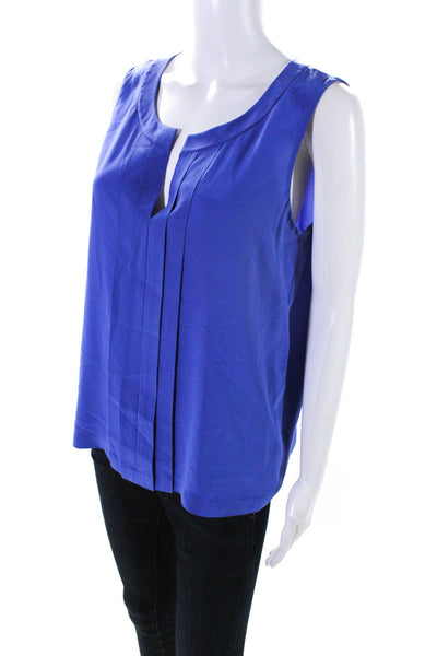Kate Spade New York Women's Silk V Neck Sleeveless Blouse Blue Size 12