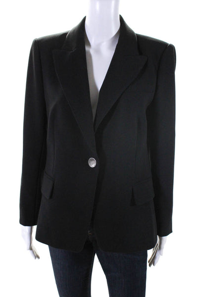 Kobi Halperin Womens Peaked Lapel Long Sleeve One Button Blazer Black Size M