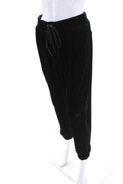 Olivaceous Women's Velour Drawstring Cuffed Jogger Pants Black Size M