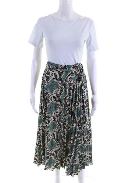 Topshop Women's Snakeskin Print Elastic Waist Midi Skirt Blue Size 6