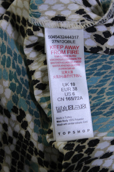 Topshop Women's Snakeskin Print Elastic Waist Midi Skirt Blue Size 6