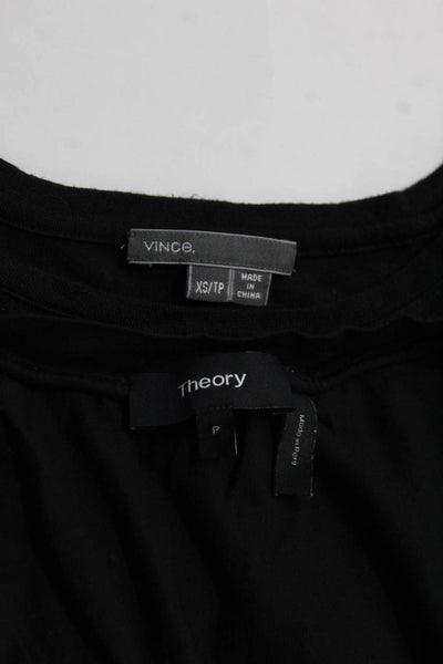 Theory Vince Womens Scoop Neck Tee Shirts Black Size Petite XS Lot 2