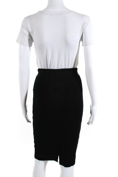 NSF Womens Elastic Waistband Ribbed Knit Pencil Skirt Black Cotton Size Petite