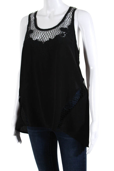 Rebecca Minkoff Womens Sleeveless Caged Trim Scoop Neck Top Black Size Small