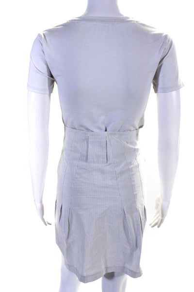 Gunex Womens Cotton Striped Print Unlined Short A-Line Skirt Gray White Size 4