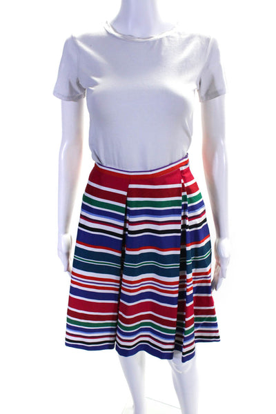 Pink Tartan Womens Cotton Coloblock Print Lined Flared Skirt Multicolor Size 2