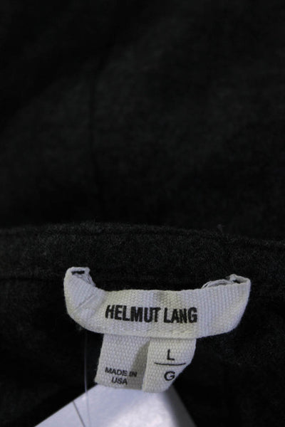 Helmut Lang Womens Short Sleeve V Neck Shift Dress Gray Wool Size Large
