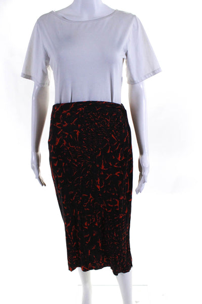 Helmut Lang Womens Elastic Waistband Side Slit Skirt Black Red Size Medium