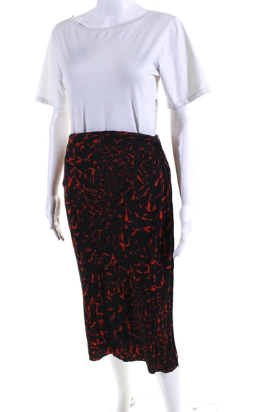 Helmut Lang Womens Elastic Waistband Side Slit Skirt Black Red Size Medium