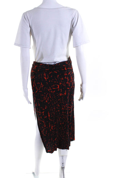 Helmut Lang Womens Elastic Waistband Side Slit Skirt Black Red Size Medium