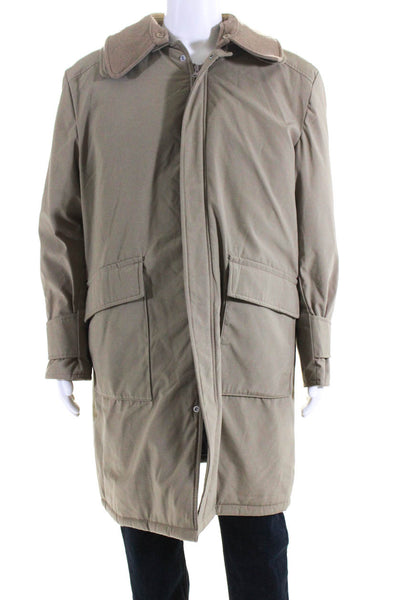 Golden Fleece Men's Zip Front Mid Length Jacket Beige Size L