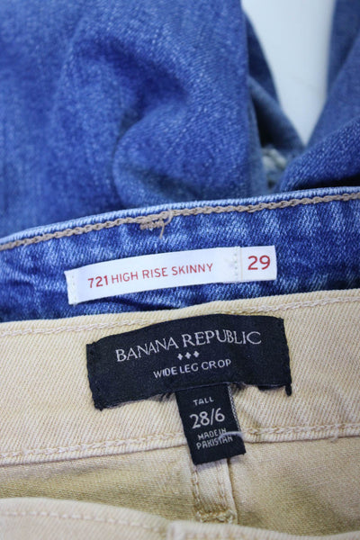 Levis Banana Republic Womens Skinny Wide Cropped Jeans Blue Beige 28 29 Lot 2